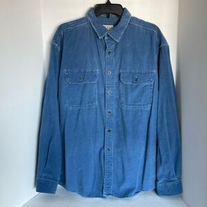 LL BEAN blue corduroy long sleeve button down shirt men’s size Large regular
